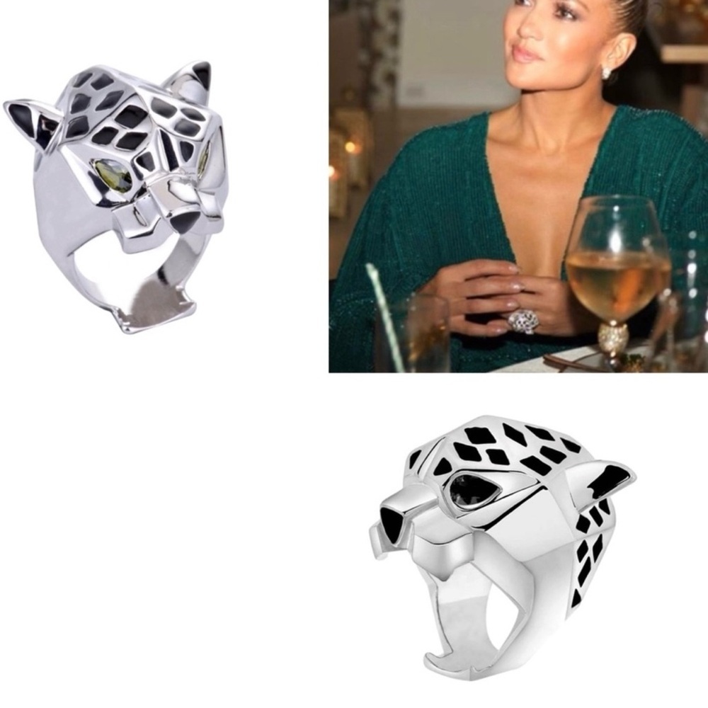 Silver Panther Statement Ring Size 9 Bold Sculptu… - image 1